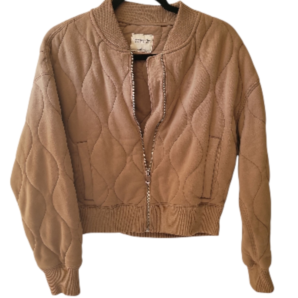 Abercrombie & Fitch Quilted Bomber Jacket - Tan/Beige - Picture 8 of 12